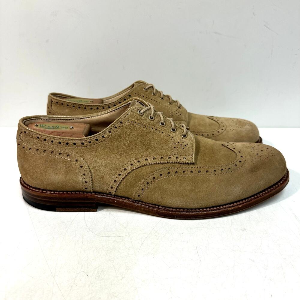 EUC Alden x J. Crew Alden 20984 Camel Suede Short Wing Tip Blucher USA 10.5 D
